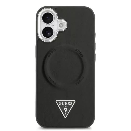 Guess PU Leather Triangle Logo MagSafe tok az iPhone 17 készülékhez fekete