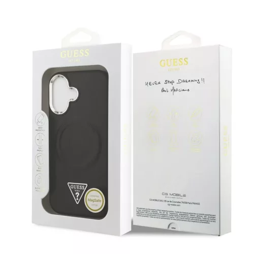 Guess PU Leather Triangle Logo MagSafe tok az iPhone 17 készülékhez fekete