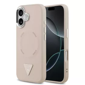   Guess PU Leather Triangle Logo MagSafe tok iPhone 17 készülékhez rózsaszín