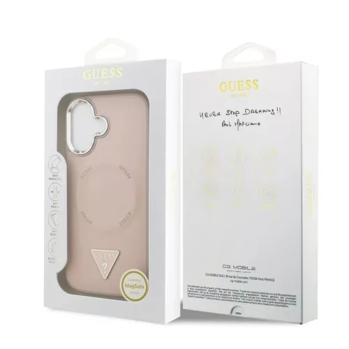 Guess PU Leather Triangle Logo MagSafe tok iPhone 17 készülékhez rózsaszín