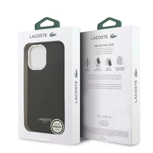 Lacoste PU Leather Champs Elysees MagSafe tok iPhone 17 készülékhez fekete
