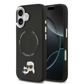   Karl Lagerfeld PU Karl and Choupette Heads Pins MagSafe tok iPhone 17 készülékhez fekete