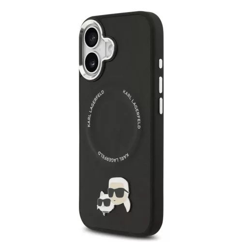 Karl Lagerfeld PU Karl and Choupette Heads Pins MagSafe tok iPhone 17 készülékhez fekete