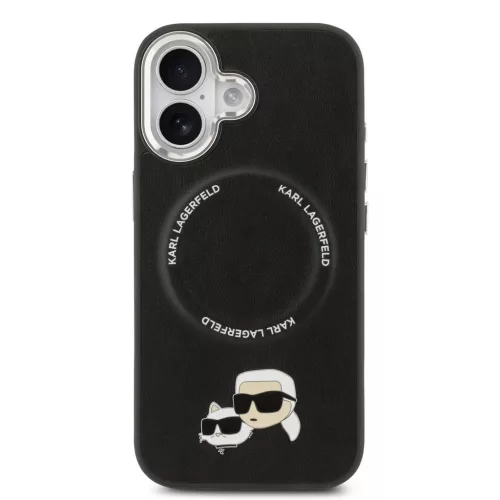 Karl Lagerfeld PU Karl and Choupette Heads Pins MagSafe tok iPhone 17 készülékhez fekete