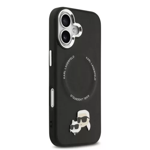 Karl Lagerfeld PU Karl and Choupette Heads Pins MagSafe tok iPhone 17 készülékhez fekete
