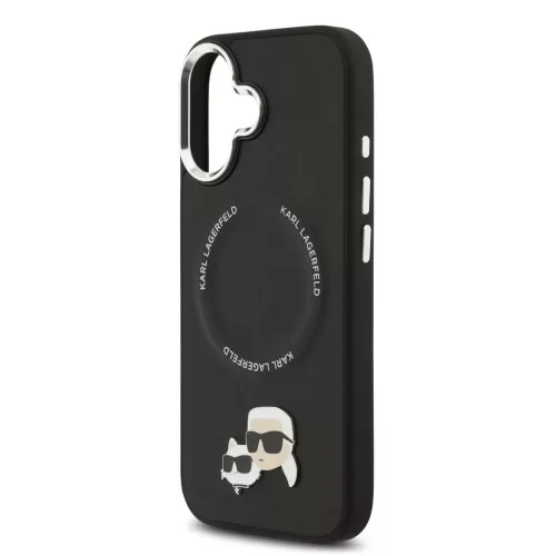 Karl Lagerfeld PU Karl and Choupette Heads Pins MagSafe tok iPhone 17 készülékhez fekete