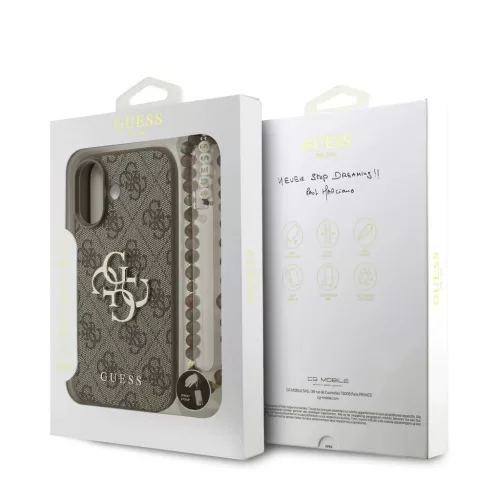Guess PU 4G Metal Logo Strap tok iPhone 17 készülékhez barna