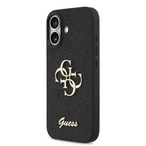 Guess PU Fixed Glitter 4G Metal Logo Tok iPhone 17 készülékhez fekete