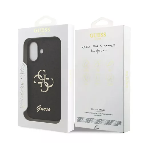 Guess PU Fixed Glitter 4G Metal Logo Tok iPhone 17 készülékhez fekete