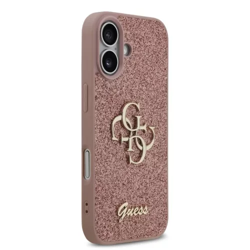 Guess PU Fixed Glitter 4G Metal Logo tok iPhone 17 készülékhez rózsaszín