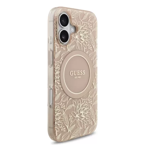 Guess IML Flowers Allover Strap MagSafe tok iPhone 17 készülékhez rózsaszín