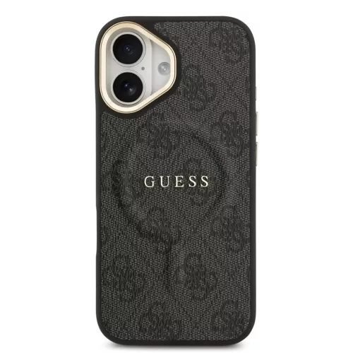 Guess PU bőr 4G Gold Frame MagSafe tok iPhone 17 készülékhez fekete