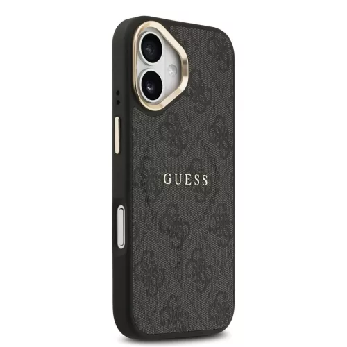 Guess PU bőr 4G Gold Frame MagSafe tok iPhone 17 készülékhez fekete