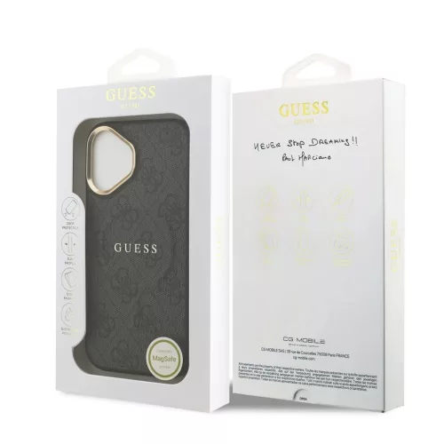 Guess PU bőr 4G Gold Frame MagSafe tok iPhone 17 készülékhez fekete