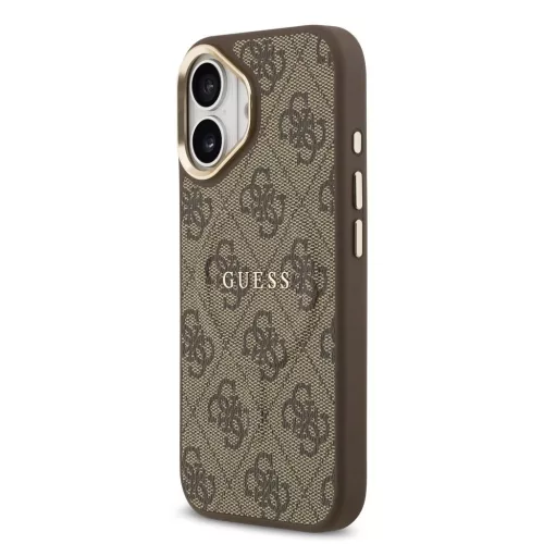 Guess PU Leather 4G Gold Frame MagSafe tok iPhone 17 készülékhez barna