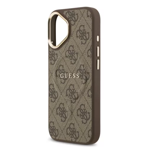 Guess PU Leather 4G Gold Frame MagSafe tok iPhone 17 készülékhez barna