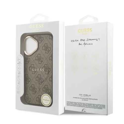 Guess PU Leather 4G Gold Frame MagSafe tok iPhone 17 készülékhez barna