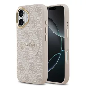   Guess PU Leather 4G Gold Frame MagSafe tok iPhone 17 készülékhez, rózsaszín