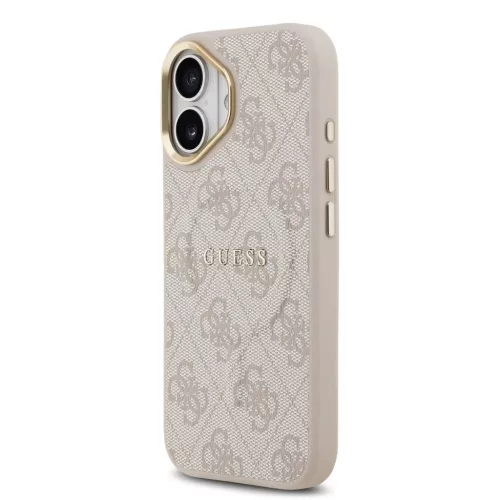 Guess PU Leather 4G Gold Frame MagSafe tok iPhone 17 készülékhez, rózsaszín
