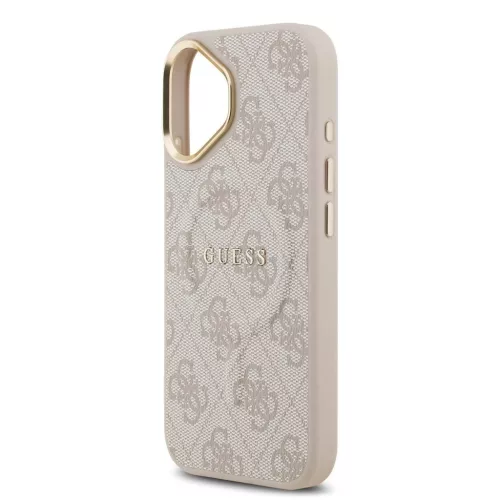 Guess PU Leather 4G Gold Frame MagSafe tok iPhone 17 készülékhez, rózsaszín
