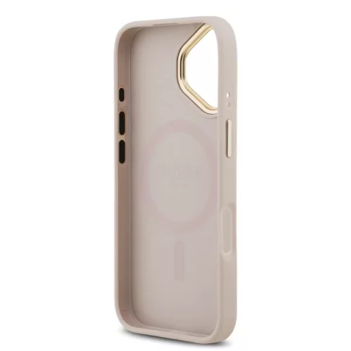 Guess PU Leather 4G Gold Frame MagSafe tok iPhone 17 készülékhez, rózsaszín