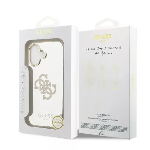 Guess PC/TPU Mirror 4G Glitter Logo MagSafe tok iPhone 17 készülékhez arany