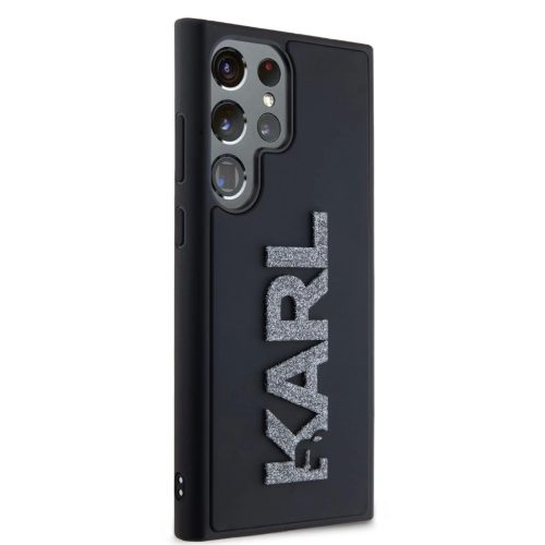 Karl Lagerfeld 3D Rubber Glitter Logo tok Samsung Galaxy S24 Ultra készülékhez fekete