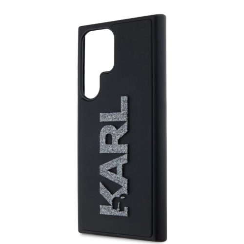 Karl Lagerfeld 3D Rubber Glitter Logo tok Samsung Galaxy S24 Ultra készülékhez fekete