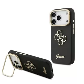   Guess PU Grained 4G Logo Stand Camera Frame tok iPhone 17 Pro készülékhez fekete