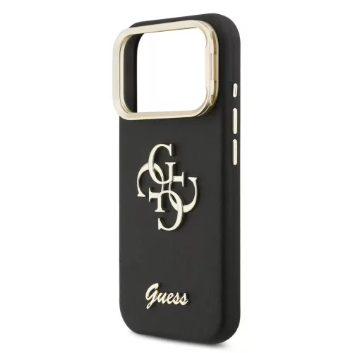 Guess PU Grained 4G Logo Stand Camera Frame tok iPhone 17 Pro készülékhez fekete