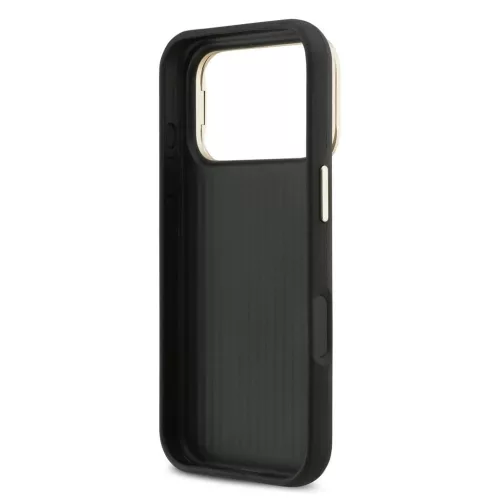 Guess PU Grained 4G Logo Stand Camera Frame tok iPhone 17 Pro készülékhez fekete