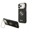 Guess PU bőr mintázatú 4G Logo állványos kamera keret tok iPhone 17 Pro Max készülékhez fekete