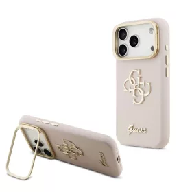   Guess PU Grained 4G Logo Stand Camera Frame tok az iPhone 17 Pro készülékhez rózsaszín