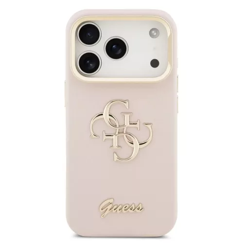 Guess PU Grained 4G Logo Stand Camera Frame tok az iPhone 17 Pro készülékhez rózsaszín