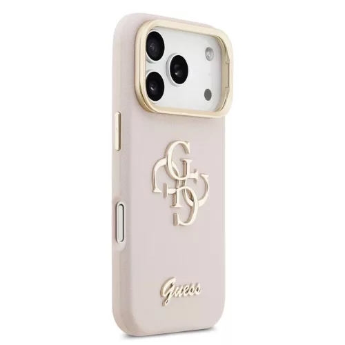 Guess PU Grained 4G Logo Stand Camera Frame tok az iPhone 17 Pro készülékhez rózsaszín