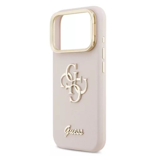 Guess PU Grained 4G Logo Stand Camera Frame tok az iPhone 17 Pro készülékhez rózsaszín