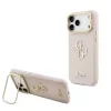 Guess PU Grained 4G Logo Stand Camera Frame tok iPhone 17 Pro Max készülékhez rózsaszín