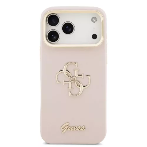 Guess PU Grained 4G Logo Stand Camera Frame tok iPhone 17 Pro Max készülékhez rózsaszín
