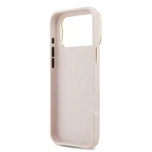 Guess PU Grained 4G Logo Stand Camera Frame tok iPhone 17 Pro Max készülékhez rózsaszín