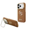 Guess PU Grained 4G Logo állványos, kamerakeretes tok iPhone 17 Pro készülékhez barna