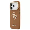 Guess PU Grained 4G Logo állványos, kamerakeretes tok iPhone 17 Pro készülékhez barna