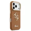 Guess PU Grained 4G Logo állványos, kamerakeretes tok iPhone 17 Pro készülékhez barna