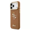 Guess PU bőrhatású 4G Logó állványos kamerakeretes tok iPhone 17 Pro Max készülékhez barna