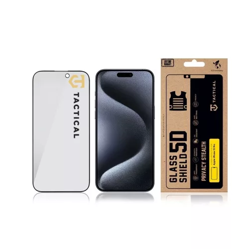 Tactical Glass Shield Privacy Stealth 5D kijelzővédő Apple iPhone 15 Pro készülékhez fekete