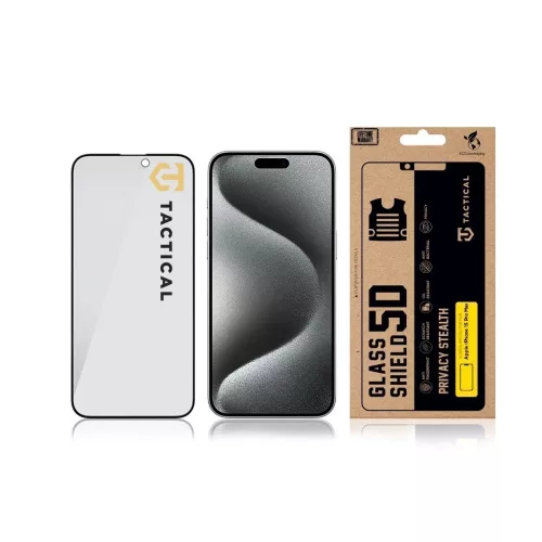 Tactical Glass Shield Privacy Stealth 5D Apple iPhone 15 Pro Max készülékhez fekete