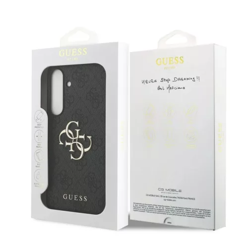Guess PU 4G Metal Logo tok Samsung Galaxy S25 FE készülékhez szürke