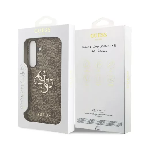Guess PU 4G Metal Logo tok Samsung Galaxy S25 FE készülékhez barna