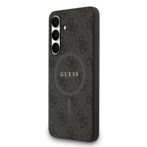 Guess PU Leather 4G Colored Ring MagSafe tok Samsung Galaxy S25 FE készülékhez fekete