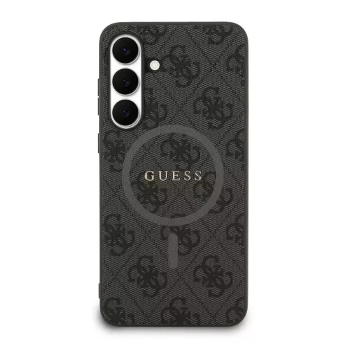 Guess PU Leather 4G Colored Ring MagSafe tok Samsung Galaxy S25 FE készülékhez fekete