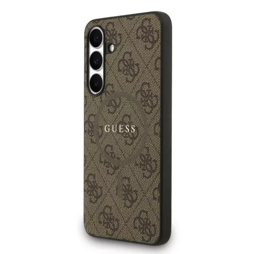 Guess PU Leather 4G Colored Ring MagSafe tok Samsung Galaxy S25 FE készülékhez barna